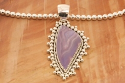 Artie Yellowhorse Genuine Aqua Nueva Agate Sterling Silver Pendant and Necklace Set